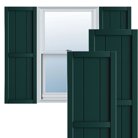 EKENA MILLWORK True Fit PVC, Three Board Framed Board-n-Batten Shutters, Thermal Green, 16 1/8"W x 24"H TFP101BF16X024FG